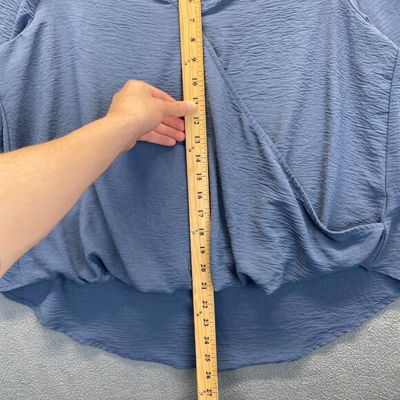 Frye Women's Size Large Blue Wrap Long Sleeve Blouse,Preppy - Picture 6 of 11